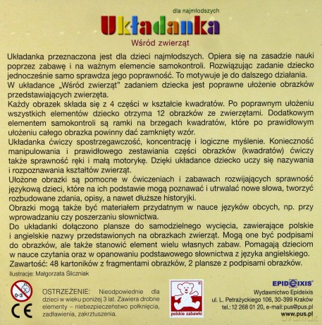 Układanka dla najmłodszych. Wśród zwierząt
