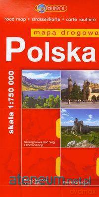 Mapa Drogowa Polski laminowana