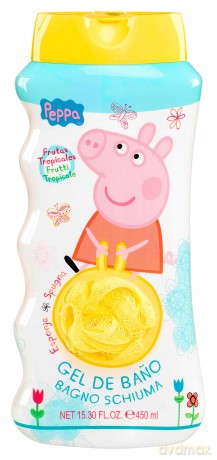 EP Line Żel pod prysznic dla dzieci z gąbką Świnka Peppa 450 ml