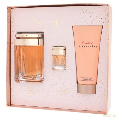 Cartier La Panthere Zestaw woda perfumowana dla kobiety 75 ml spray + balsam do ciała 100 ml + woda perfumowana dla kobiety 6 ml bez sprayu