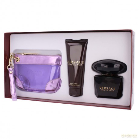 Versace Crystal Noir Zestaw woda perfumowana dla kobiety 90 ml spray + balsam 100 ml + kosmetyczka