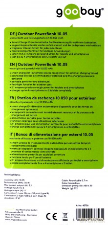 Goobay Outdoor Powerbank 10050 mAh