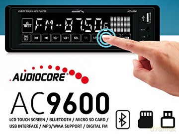 Audiocore AC9600W Radio samochodowe z ekranem dotykowym, Bluetooth, USB, MP3, SD 4x25W