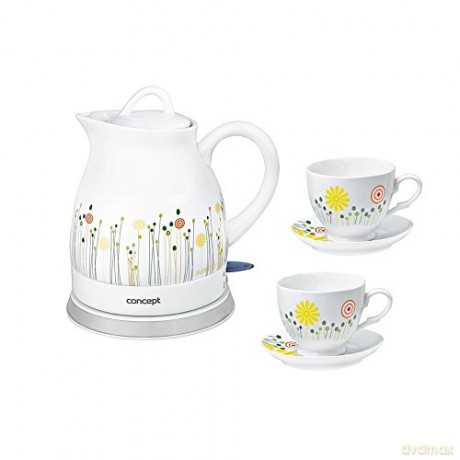 Concept RK-0030 Czajnik ceramiczny 1,2l + 2 filiżanki ze spodeczkami