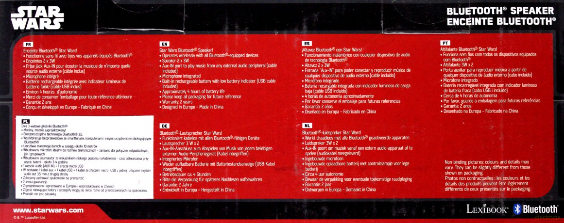 LEXIBOOK Gwiezdne Wojny Głośnik bluetooth (Star Wars)