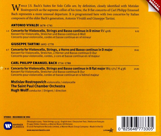 Mstislav Rostropovitsch: Baroque Cello Concertos [CD]