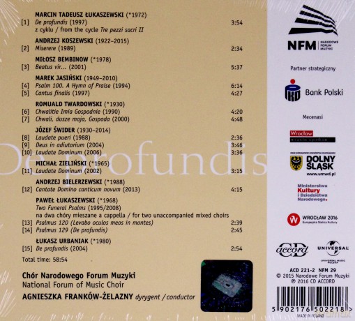 Chór Narodowego Forum Muzyki: De Profundis [CD]