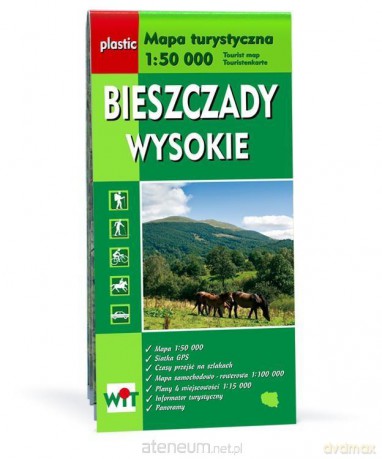 Mapa turystyczna Bieszczady Wysokie 1:50 000