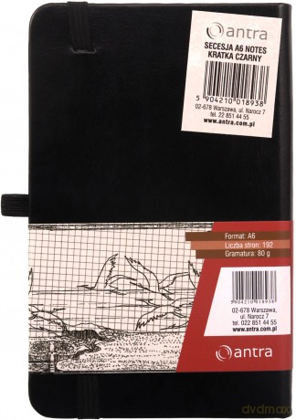 Notes Kratka A6 Secesja Czarny