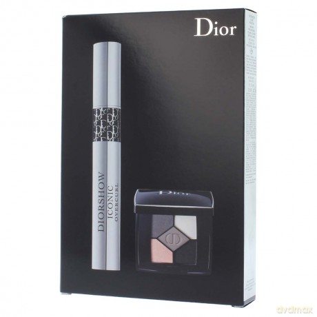 Dior Mascara Diorshow Iconic Overcurl Pogrubiająco-podkręcający tusz do rzęs 10 ml - 090 Czarny + Cienie do powiek 2 g