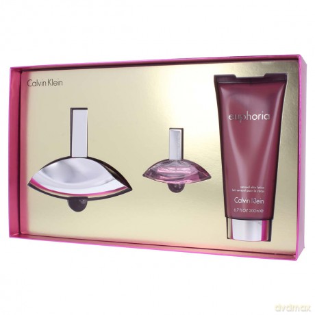 Calvin Klein Euphoria zestaw - Woda perfumowana 100 ml spray + balsam do ciała 200 ml + Woda perfumowana 15 ml spray
