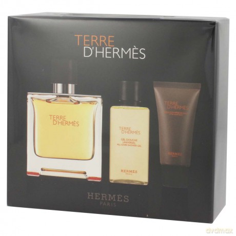 Hermes Terre d Hermes Zestaw - woda perfumowana 75 ml spray + balsam po goleniu 15 ml + żel pod prysznic 40 ml