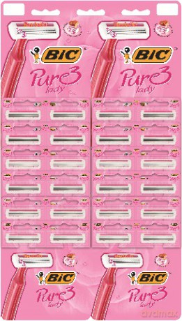 Bic Maszynka do golenia Pure 3 Lady różowa - karta 24szt