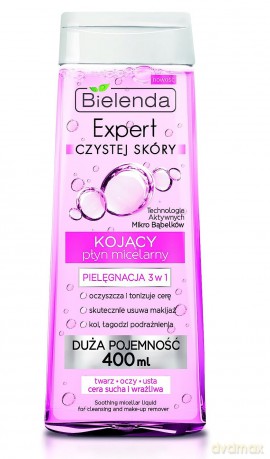 Bielenda Expert Czystej Skóry Płyn micelarny 3w1 kojący do demakijażu 400ml