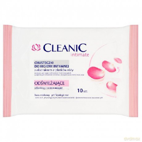 Cleanic Intimate Chusteczki do higieny intymnej odświeżające z ekstraktem z płatków róż 1op.-10szt
