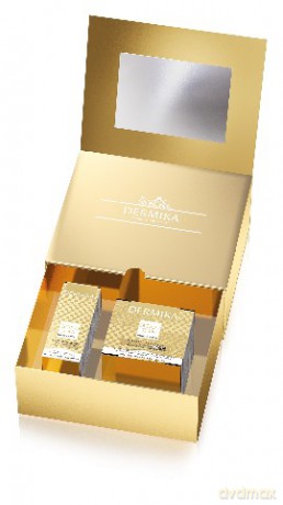 Dermika Zestaw prezentowy Gold 24K Total Benefit (krem Stymulator Młodości 50ml+krem pod oczy Esencja Młodości 15ml) + karta rabatowa