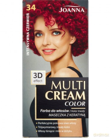Joanna Multi Cream Color Farba nr 34 Intensywna Czerwień [KOSMETYKI]