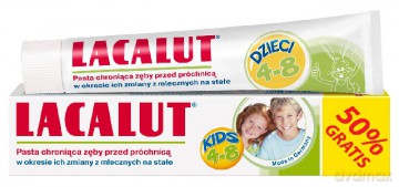 Lacalut Pasta do zębów dla dzieci 4-8 lat 50ml + 50% gratis [KOSMETYKI]