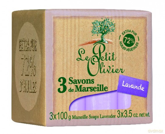 Le Petit Olivier Mydło Marseille lawendowe 3 x 100g [KOSMETYKI]