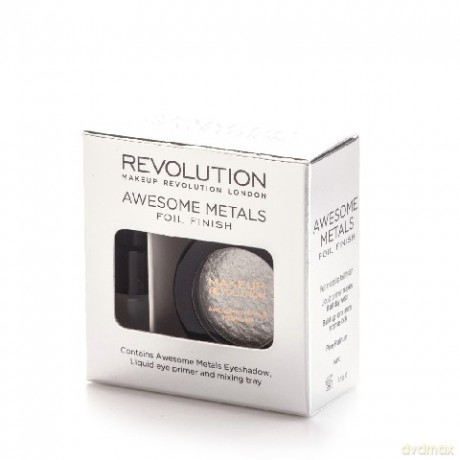 Makeup Revolution Awesome Metals Foil Finish Cień do powiek metaliczny+podkład Pure Platinum 6g [KOSMETYKI]