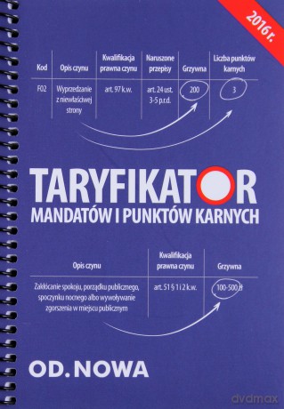 Taryfikator mandatów i punktów karnych 02.2016 [KSIĄŻKA]