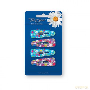 Top Choice Akcesoria Do Włosów Spinka "PYK" Kwiatki Glitter Niebieskie I Fioletowe 1op-4szt
