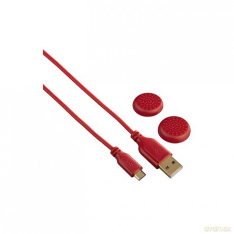 Zestaw kabli ładujących 3m + nakładki na kontrolery Sony PS4 czerwony