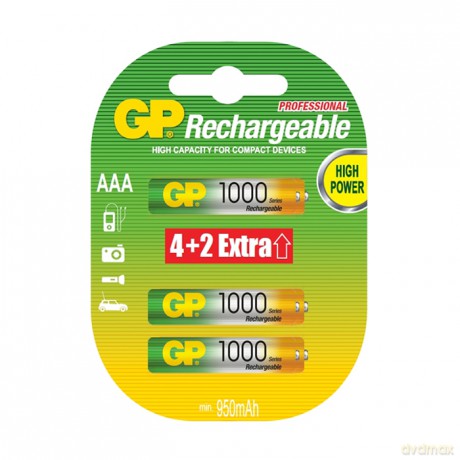 Akumulator GP AAA NiMH 12V 1000 mAh x4 + 2 100AAAHC-UC(4 + 2)