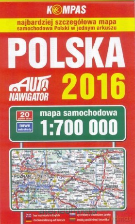 Polska 2016. Mapa samochodowa 1:700 000