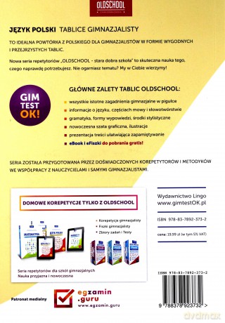 Tablice gimnazjalisty. Język polski [KSIĄŻKA]