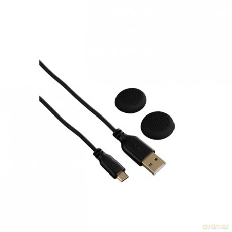 Zestaw kabli ładujących 3m + nakładki na kontrolery Sony PS4 czarny