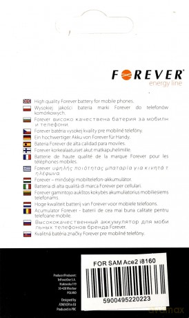 Bateria Forever do Samsung i8160 Galaxy Ace 2 1350 mAh Li-Ion HQ