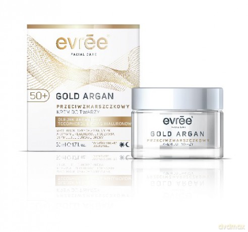 Evree Gold Argan 50+ Krem Do Twarzy Przeciwzmarszczkowy Na Dzień I Noc 50ml