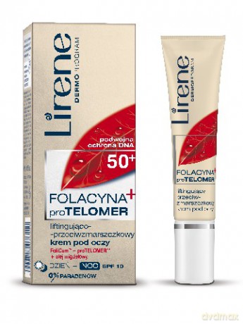 Lirene Folacyna +proTelomer 50+ Wygładzający Przeciwzmarszczkowy Krem Pod Oczy