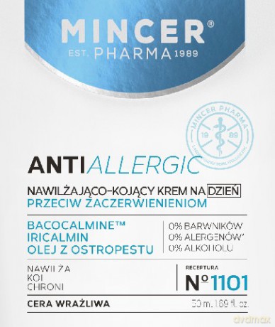 Mincer Pharma Anti Allergic Krem Nawilżająco-Kojący Na Dzień Do Cery Wrażliwej 50ml