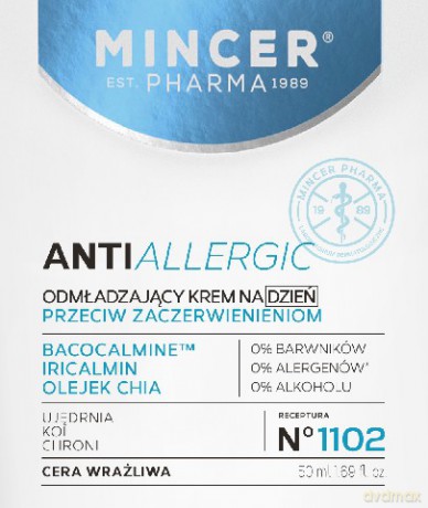 Mincer Pharma Anti Allergic Krem Odmładząjący Na Dzień Do Cery Wrażliwej 50ml