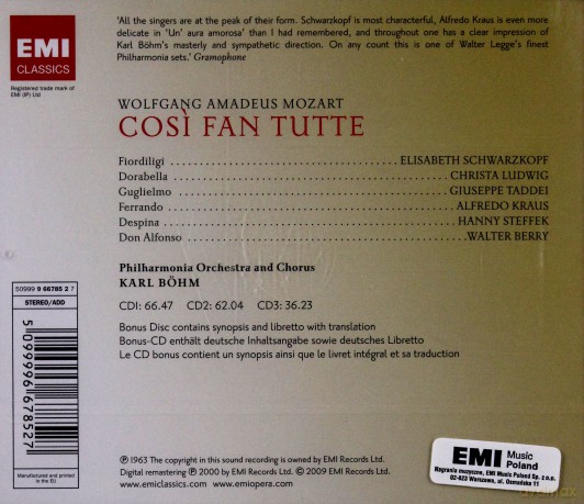 Karl Bohm: Cosi Fan Tutte [4CD]