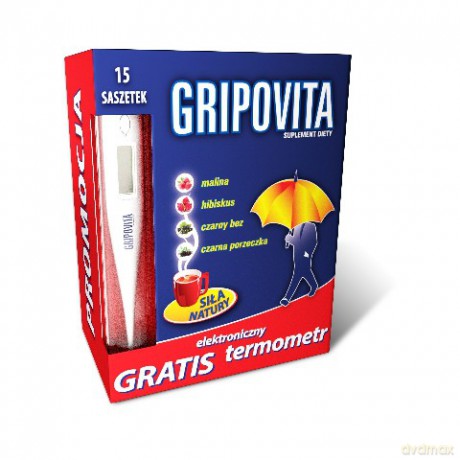 Gripovita Suplement Diety Dla Dorosłych +termometr Elektroniczny 1 Op.(15 Sasz.)
