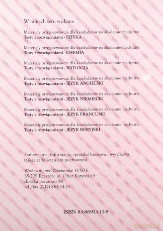 Materiały przygotowawcze dla kandydatów na akademie medyczne Chemia [KSIĄŻKA]