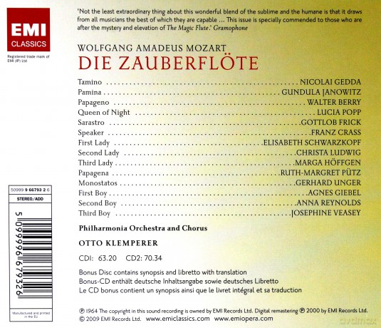 Otto Klemperer: Die Zauberflote [3CD]