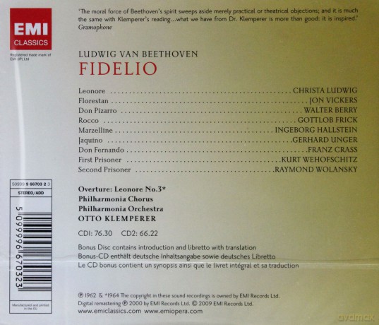Otto Klemperer: Fidelio, Overture Leonore No. 3 [3CD]