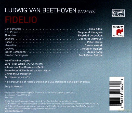 Kurt Masur: Beethoven: Fidelio [2CD]