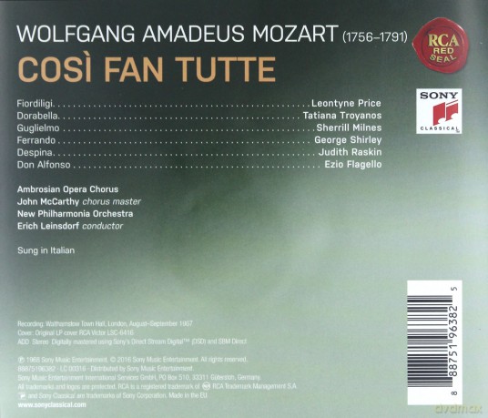 Erich Leinsdorf: Mozart: Cosi fan tutte [3CD]