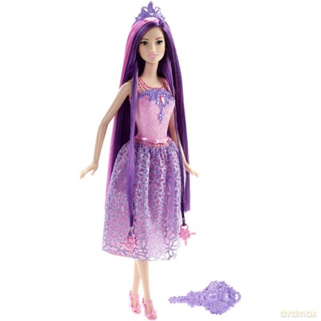 BARBIE Długowłose księżniczki fioletowa