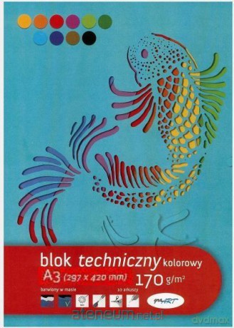 Blok techniczny A3/10K kolorowy