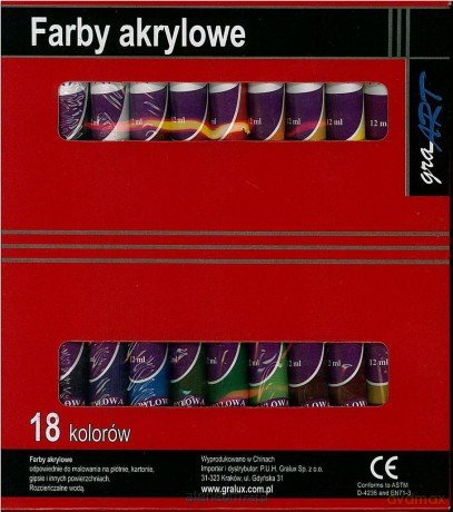 Farby akrylowe 18 kolorów x 12 ml