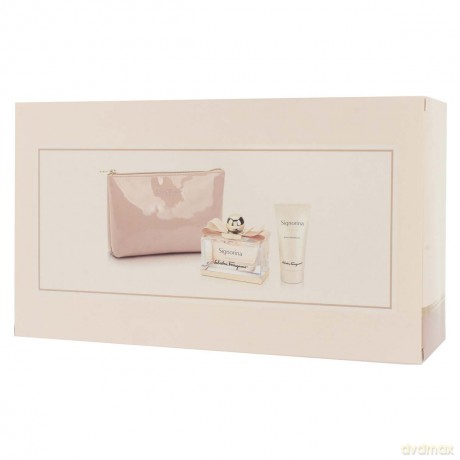 Salvatore Ferragamo Signorina Eleganza Zestaw - woda perfumowana 100ml spray + żel pod prysznic 50ml + kosmetyczka