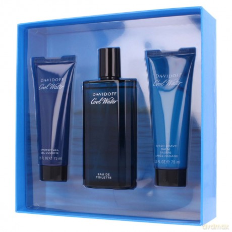 Davidoff Cool Water Men Zestaw - woda toaletowa 125ml spray + balsam po goleniu 75ml + żel pod prysznic 75ml