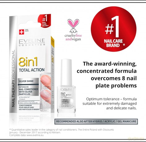 Eveline Odżywka do Paznokci nail Therapy 8w1 Silver