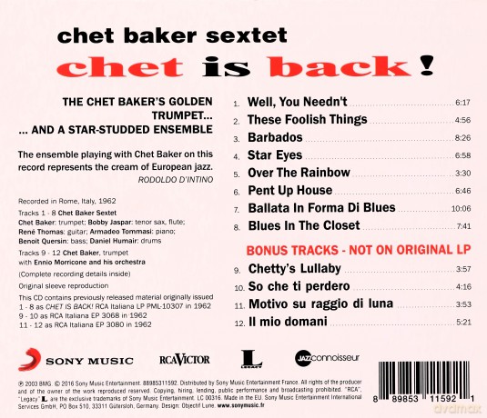 Chet Baker: Chet Is Back! [CD]